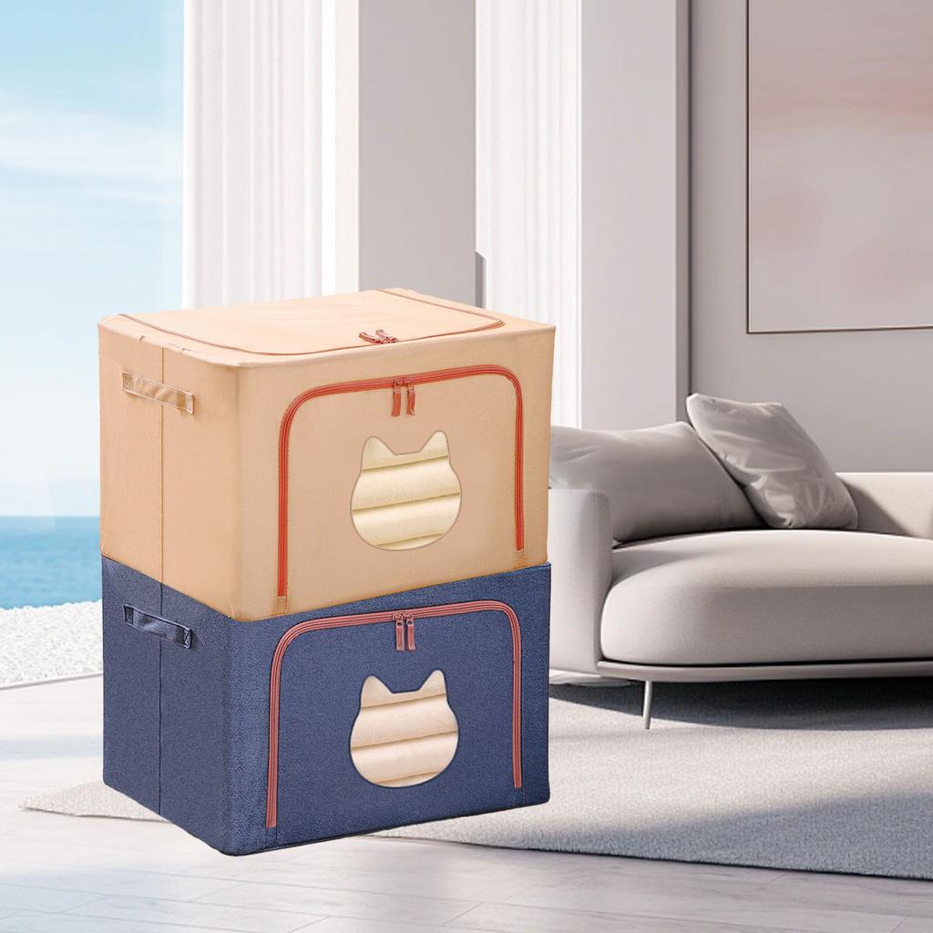 Clothes Storage Bag with Steel Frame Large Capacity Foldable Clothes Storage Bin Closet Organizer