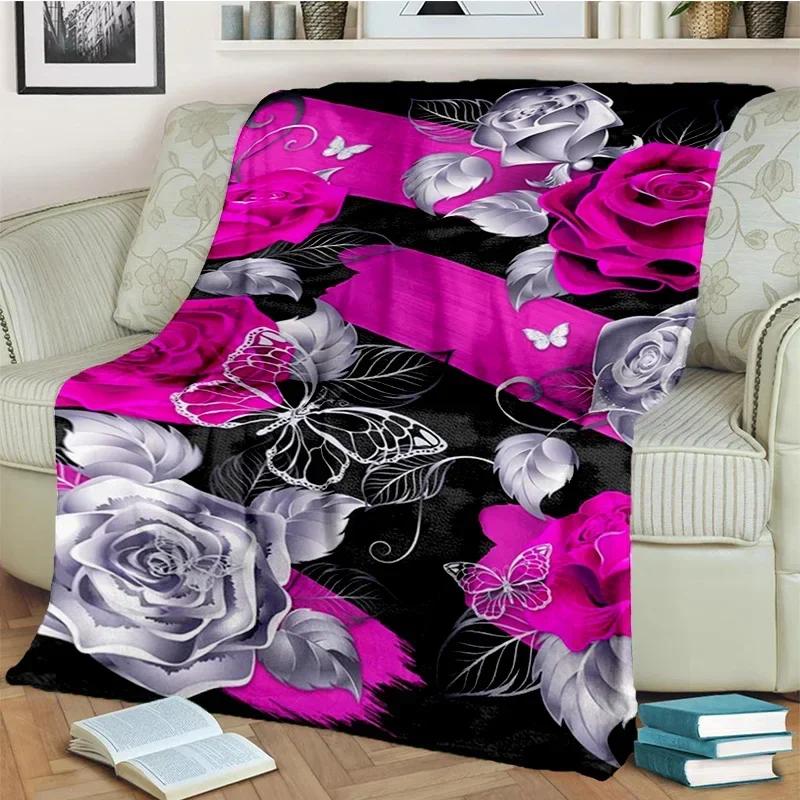 Cartoon Dream Butterfly Flower Blanket,Soft Throw Blanket for Home Bedroom Bed Sofa Picnic Travel Office Rest Nap Cover Blanket