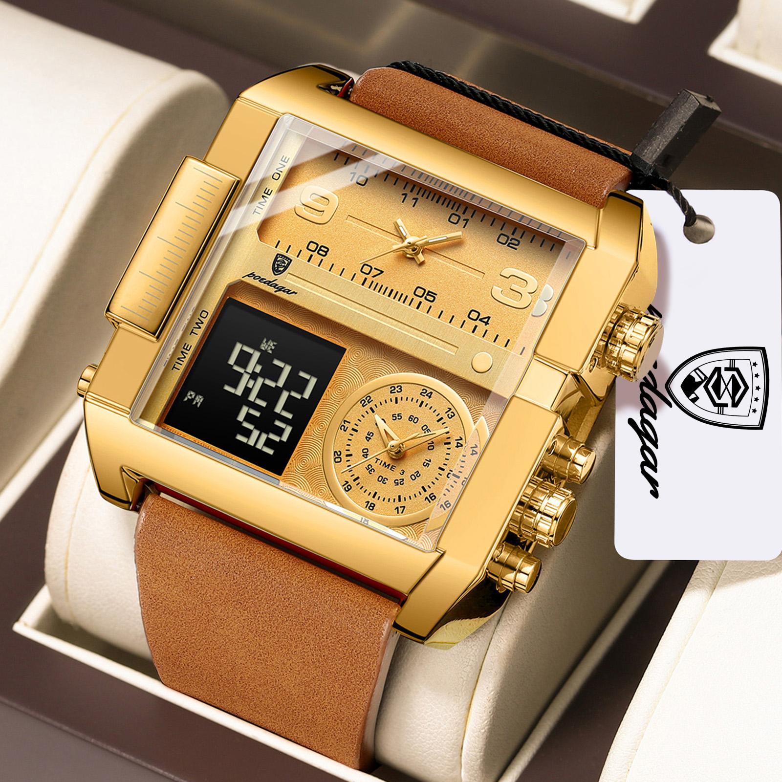 

POEDAGAR Fashion Sports Digital Male Wristwatch Date Week Waterproof Luminous Casual Clock Electronic Quartz Watches