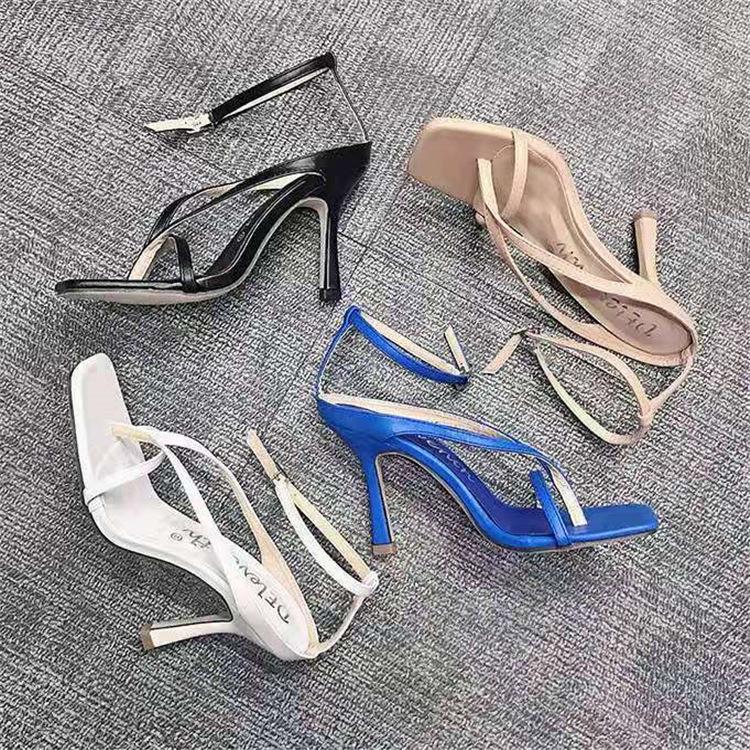 2021 European & American Plus Size Women's Square Toe High Heel Sandals