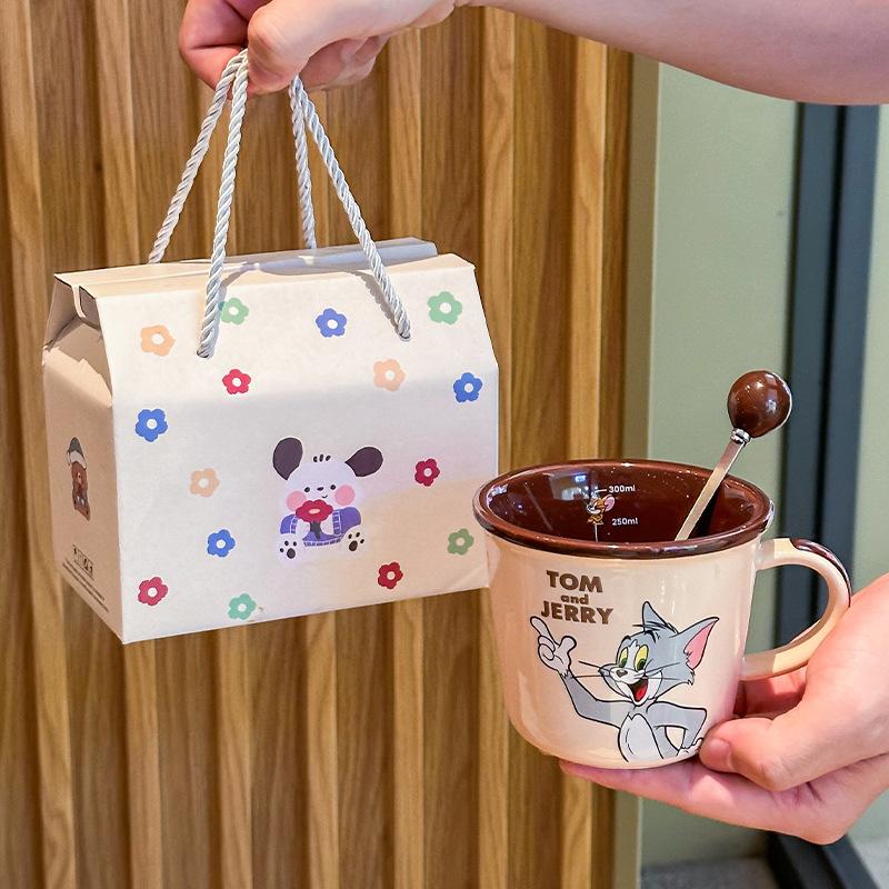 Cat and Mouse Cute Scale Cup Children's Ceramic Mug Couple Drinking Cup Breakfast Coffee Cup Birthday Gift