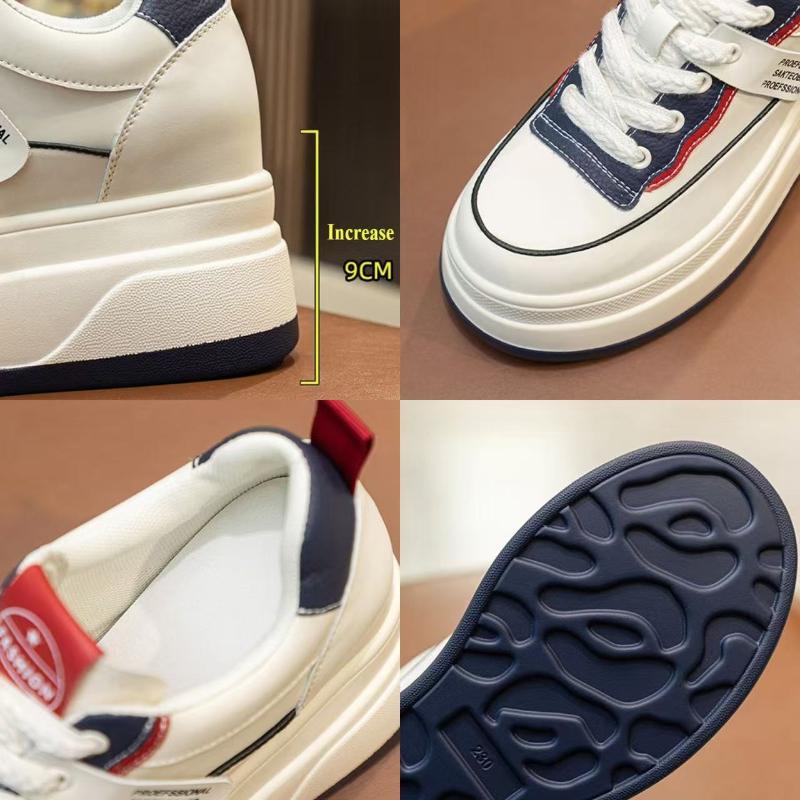 Fashion Women's Sneakers Internal Height Increase 9cm Outdoor Womens Walking Shoes Fashion Lace Up Wedge Heels Non Slip New Women Shoes