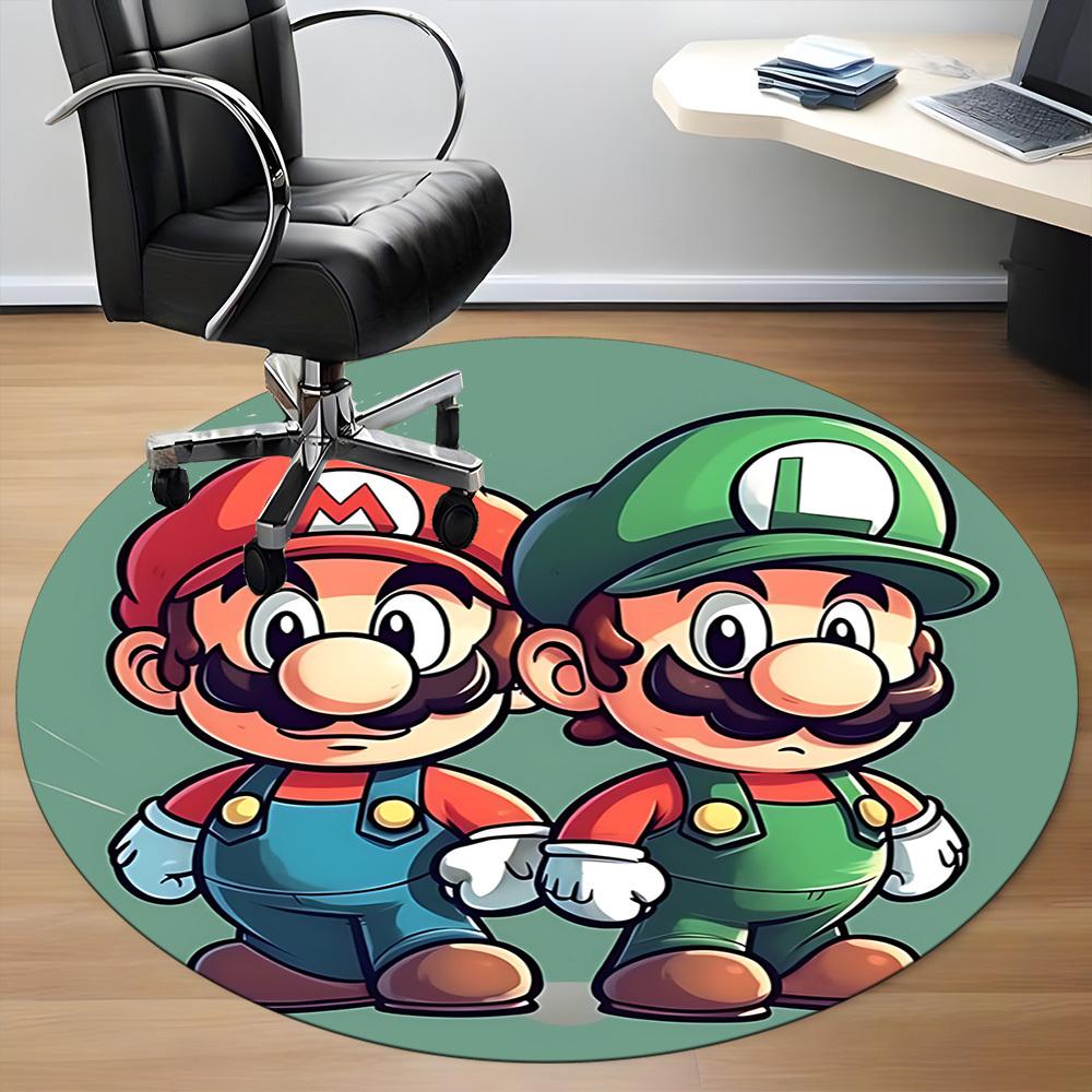 1pc Mario Luigi Office Round Area Rug, Under Office Chairs Bedroom Living Room Home Decor, Room Decoa1016216
