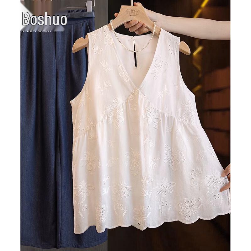 Sibaishe V-neck Embroidered Tank Top XXL