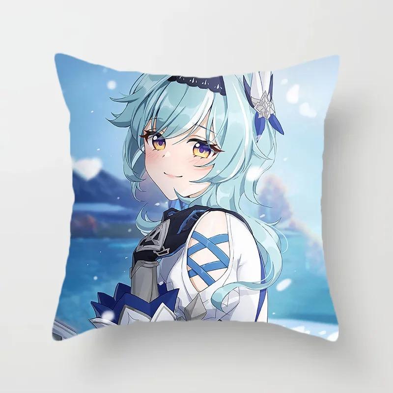 Genshin Impact Anime Kawaii Girl Print Pillowcase Living Room Sofa Bedroom Cushion Cover Cosplay Anime Pillowcase Gift