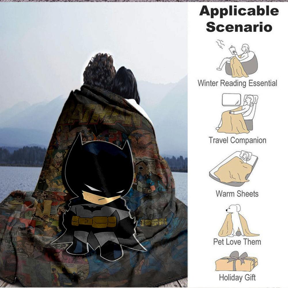 1pc Batman Flannel Throw Blanket Lightweight Soft Warm All Season Blanket for Sofa, Bed, Travel, Camping L1024172