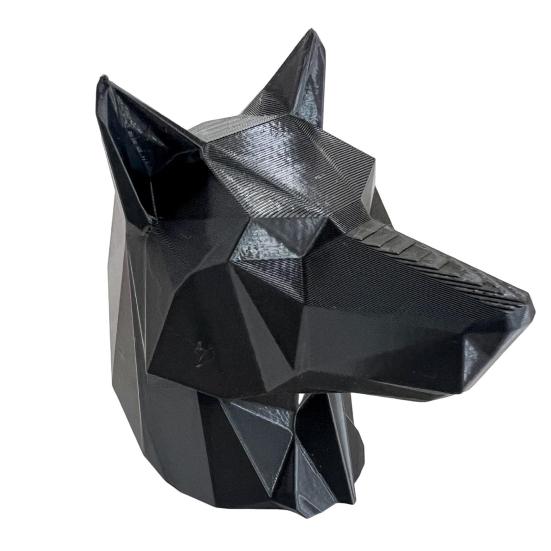 3D Printed Wolf Head Ornament Red Christmas Hat Statue Sculpture Home Office Desktop Trailer Coupling Cover Decoration