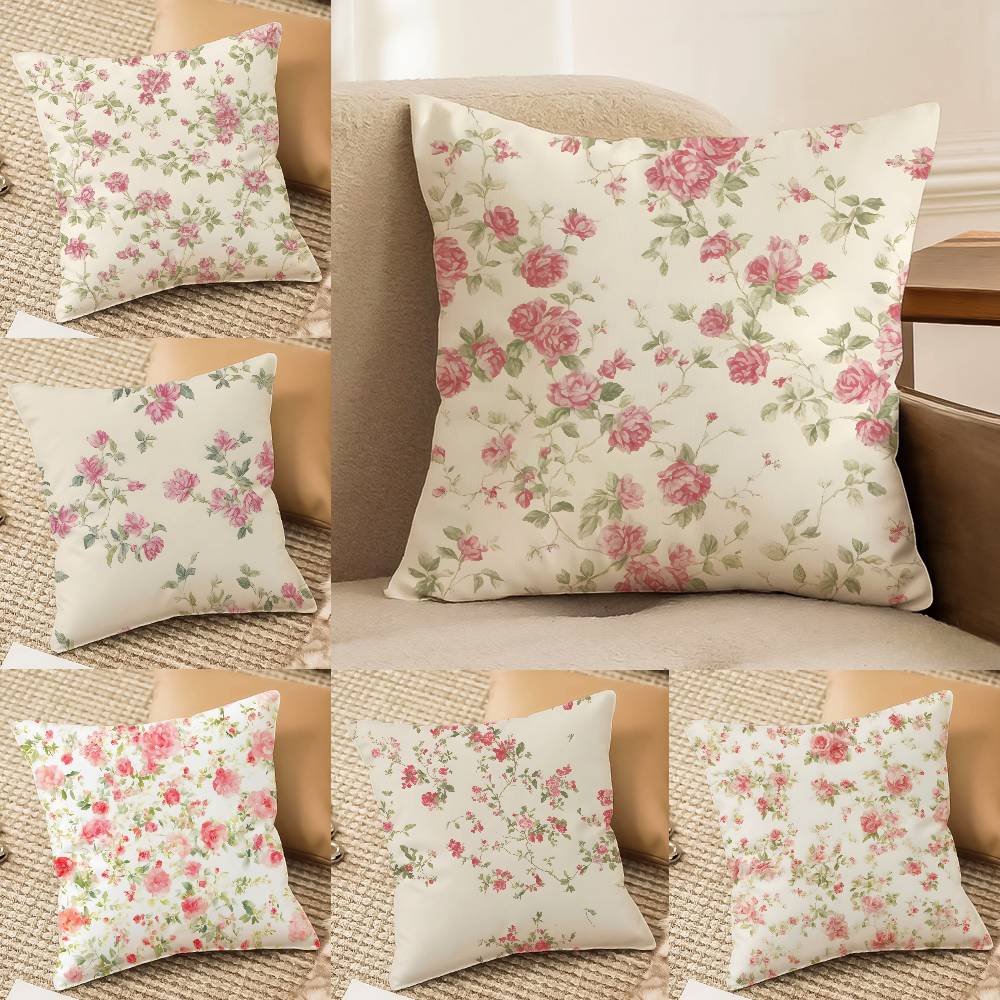 Frische Blumen und frischer Familienstil Kissenbezug Komfort Sofabett Seidig elegant Unsichtbarer Reißverschluss Dekorative Kissenhülle