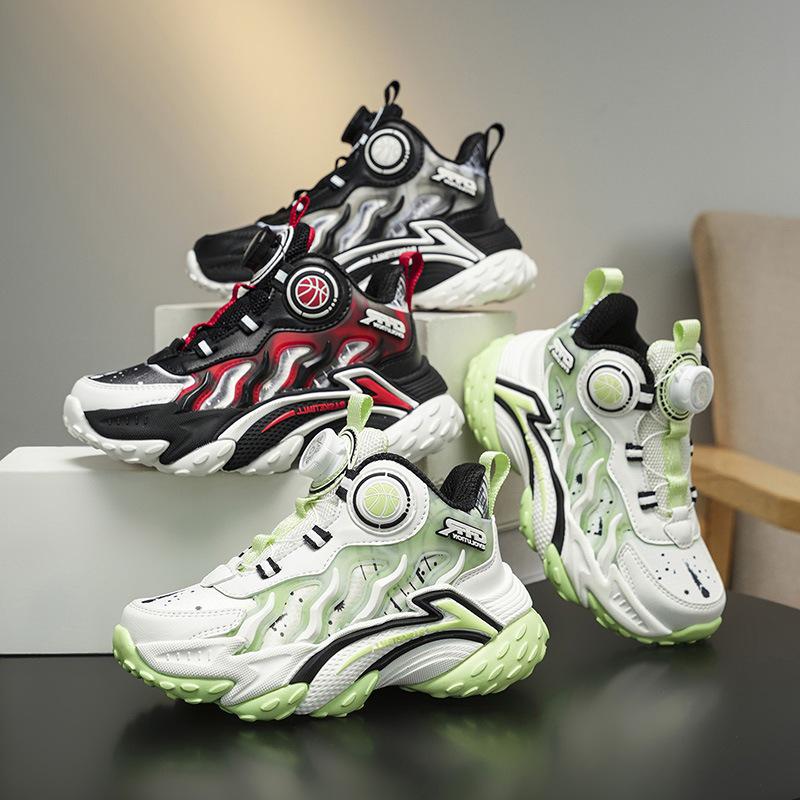 High-Top Basketballschuhe für Kinder - Herbst/Winter 2025 Leder, Drehverschluss, Abriebfeste Laufschuhe