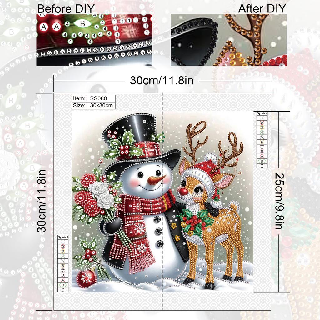 Zestawy Diamond Art ze bałwankiem do dekoracji ścian w domu, Art z klejnotów DIY, Zestawy do malowania po numerach diamentami, Kryształowe cyrkonie, Malowanie po numerach diamentami 30x30cm