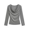 Women's Sexy Slim-Fit Low-Cut Long Sleeve T-Shirt: Spicy & Chic Solid Color Base Layer