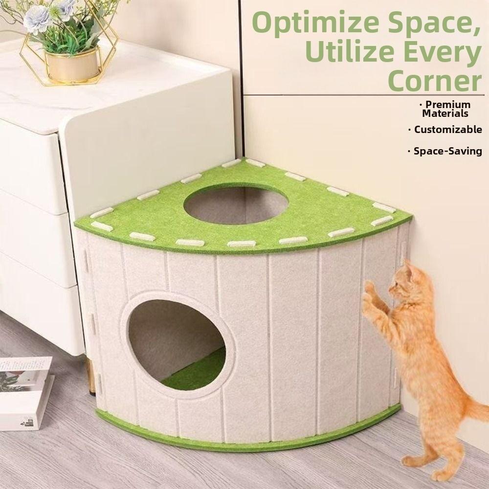 Fan-shaped Cat House Stackable Cat Castle Japanese Style Cat Scratching Board  Cat Furniture