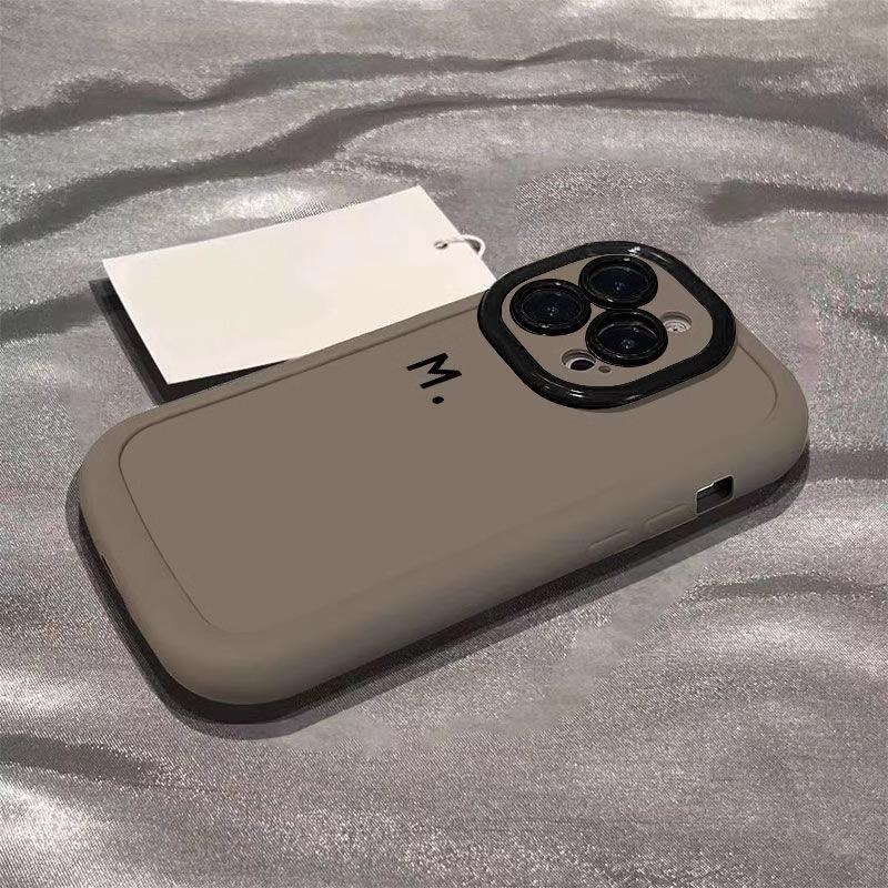 For Apple 17promax Mobile Phone Case Simple Painted M Letter Creative for IPhone14Plus Puff 15/13