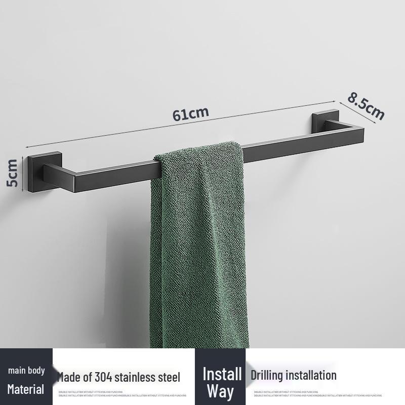 Stainless Steel Square Towel Rack: Wall-Mounted Bathroom Storage, Three-Piece Set