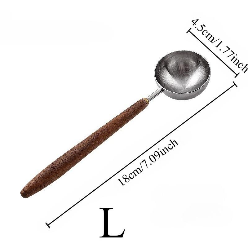 25ml Wooden Handle Stainless Steel Coffee Scoop Tablespoon Measuring Spoon Walnut Wood Long Handle Coffee Spoons Cafe Decoration