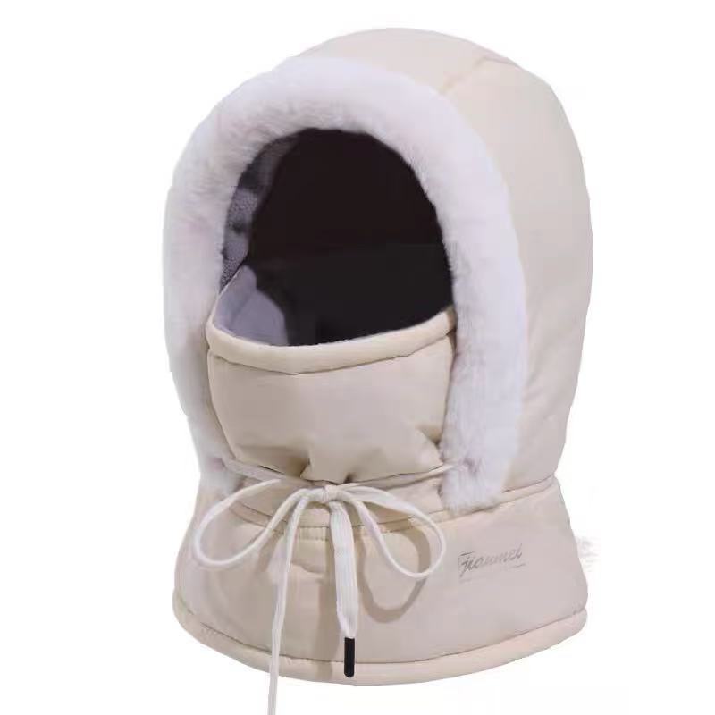 Hat Female Winter Riding Electric Vehicle Warm Artifact Thickened Cotton Hat Windproof and Cold Mask Winter Male
