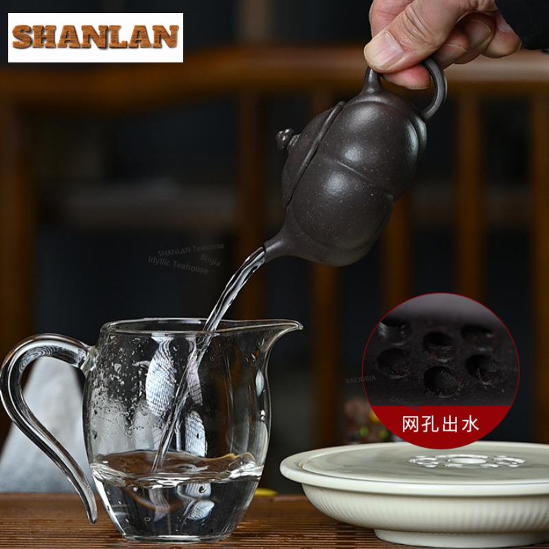 150ml Retro Yixing Purple Clay Teapots Handmade Cold Riverpot Raw Ore Green Gray Section Mud Kettle Zisha Tea Set Accessories