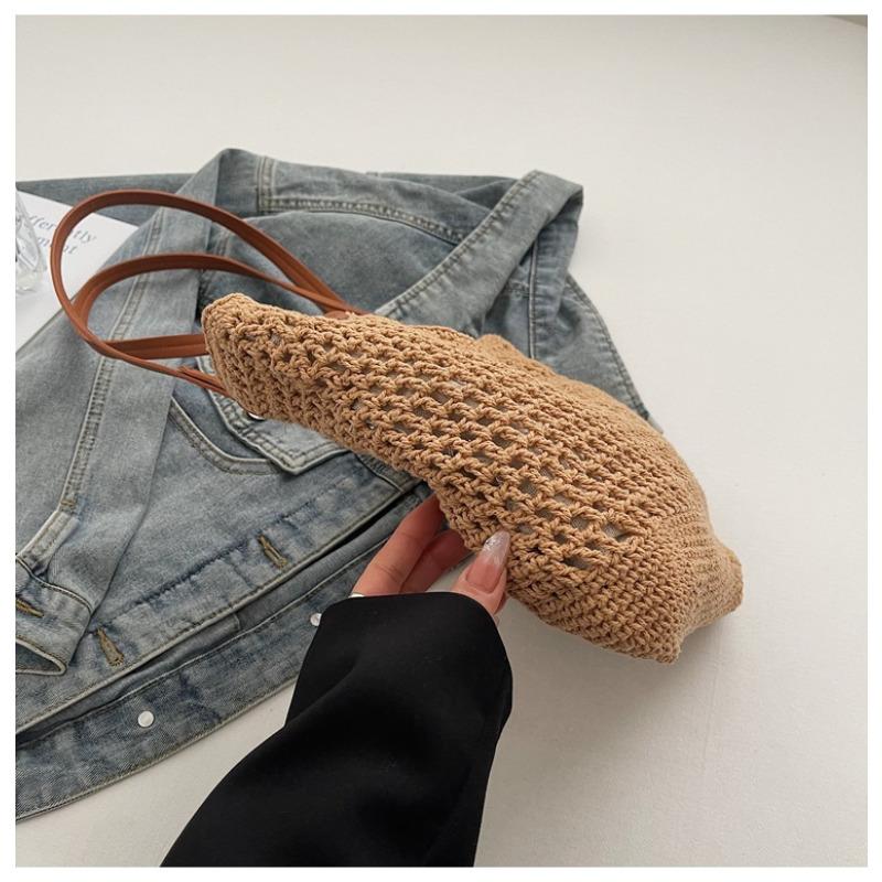 Spring New Style Women's Fashion Casual Single Shoulder Bag Hollow Lazy Style Handbag Woven Tote Bag