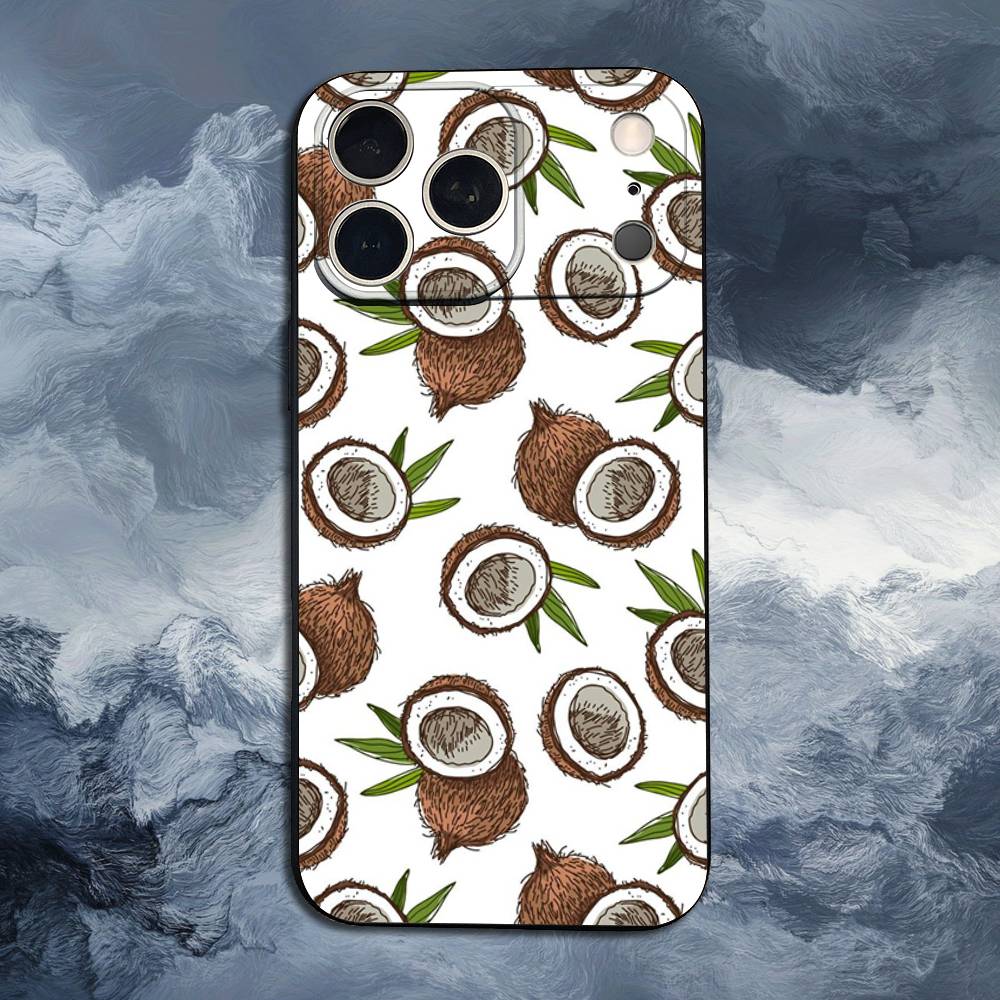 

Coconut For iPhone 12,16,11,14,15,17,13,X,Mini,SE,XS,Plus,Pro Max,8,7,XR,Soft Silicone Black Case iPhone17Pro