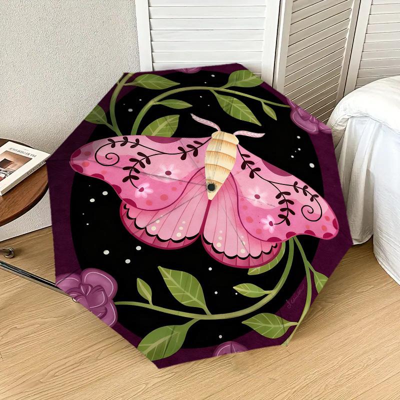 

1pc Butterfly Flowers Automatic Folding Umbrella, Heavy Duty 8 Rib Iron Frame, Suitable for Travel, Daily Use, Birthday, Decor Gift m0104024