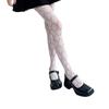 Women Elegant Fishnet Pantyhose Floral Lace Pattern Stretch Nylon Fabric Slimming Tights Solid Color Sheer Mesh Leggings