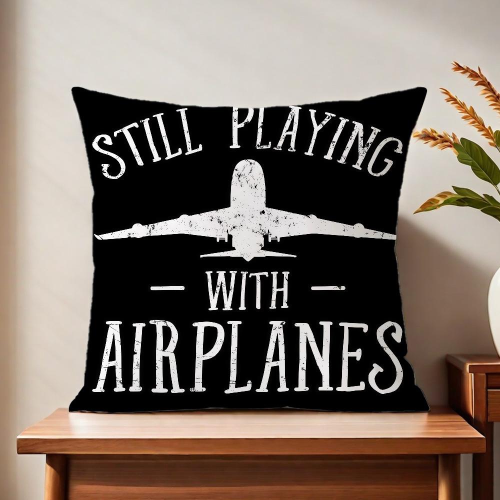 Aircraft Pilot Print Black Cushion Cover Printed Pillow Unique Home Decor Sofa Cushion Cover Home Decoration