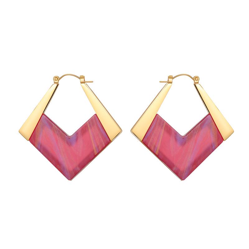 Simplistic Geometric 18K Gold-Plated Stainless Steel Earrings for Women - Elegant Commuting Fashion Jewelry with a Light Luxury Feel