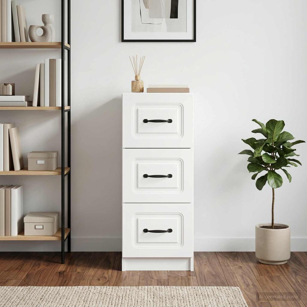 White Drawer Cabinet 33 x 34.5 x 87 cm Particleboard