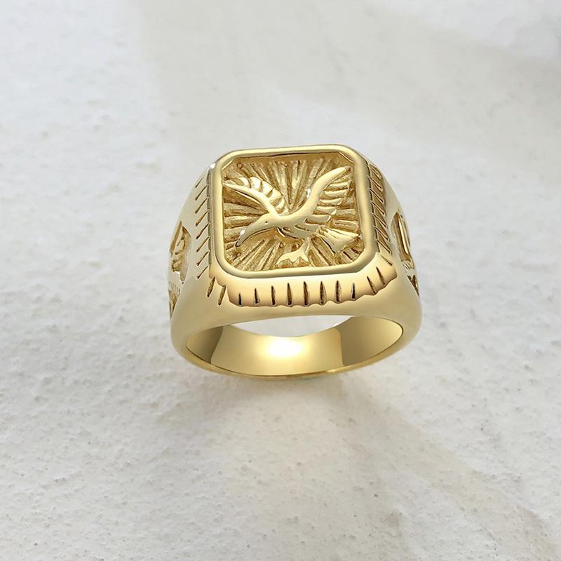 Vnox 12.5mm Signet Ring for Men, Black Square Top Stainless Steel Finger Band, Gothic Punk Rock Boy Stamp Rings