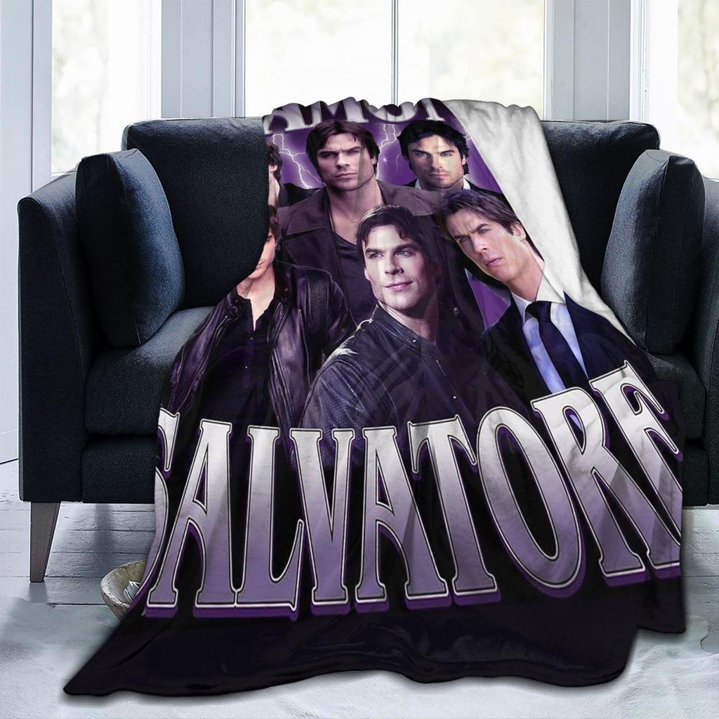 Damon Salvatore The Vampire Diaries Blanket Flannel Throw Blanket Throw Blankets for Home Bedroom Travel Throws Bedspread Quilt