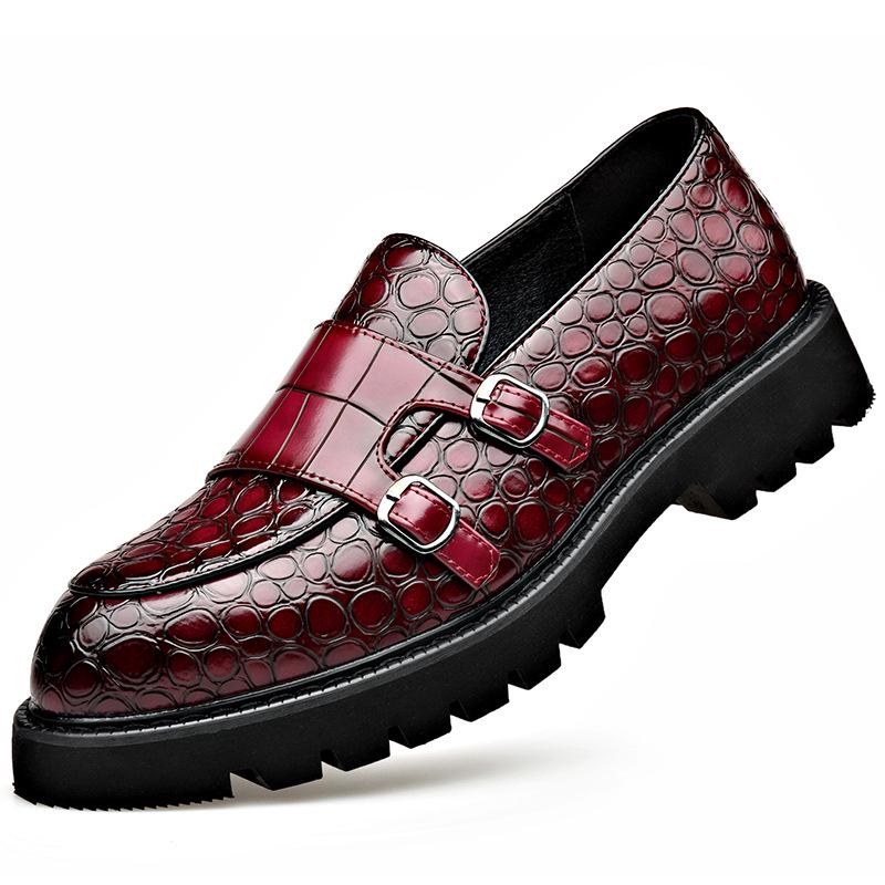 Men s Extra Large Formal Slip-on Leather Shoes with Buckle - Korean Style Wedding & Business Wear 38