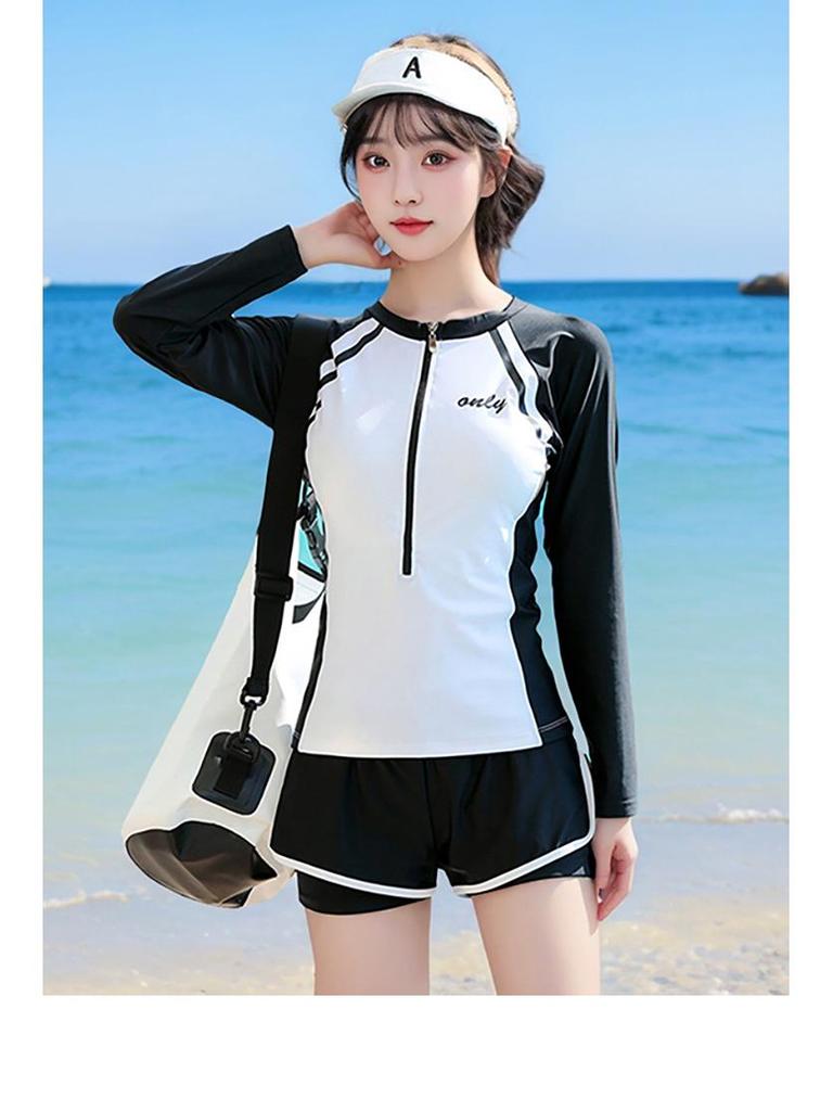 Sportlicher Damen-Zweiteiler Badeanzug - Konservativ, Bauchkontrolle, Schlank machendes Boyleg-Unterteil, Übergröße