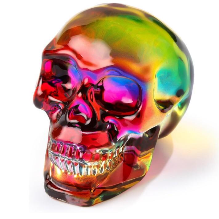 Gothic Crystal Skull Halloween Ornament Statue