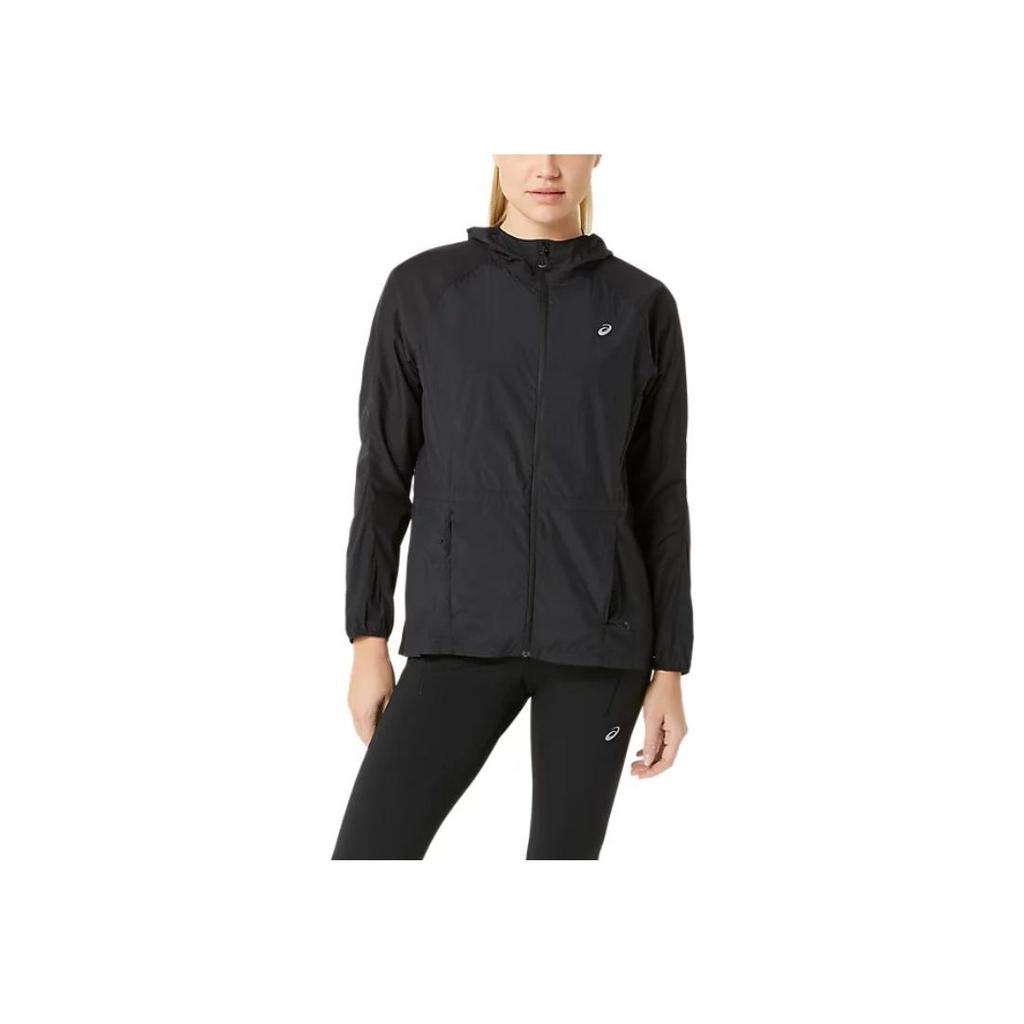 Asics Road Running Comfortable Foldable Hooded Zip Long Sleeve Jacket Women Jacket Performance-Black 2012D076-001