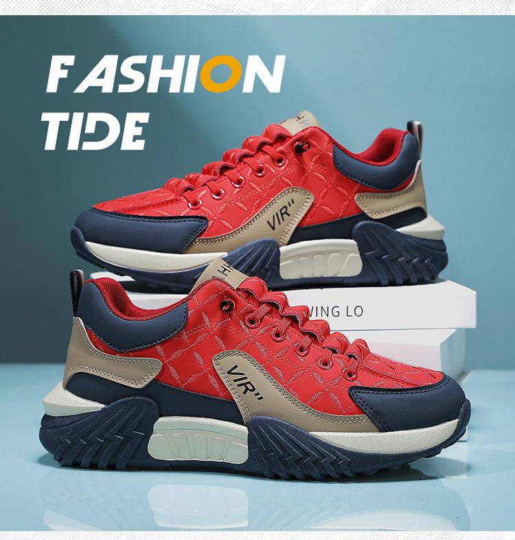 Men's Retro Slip-On Thick Sole Leather Sneakers, Height Increasing Casual Autumn/Winter Shoes
