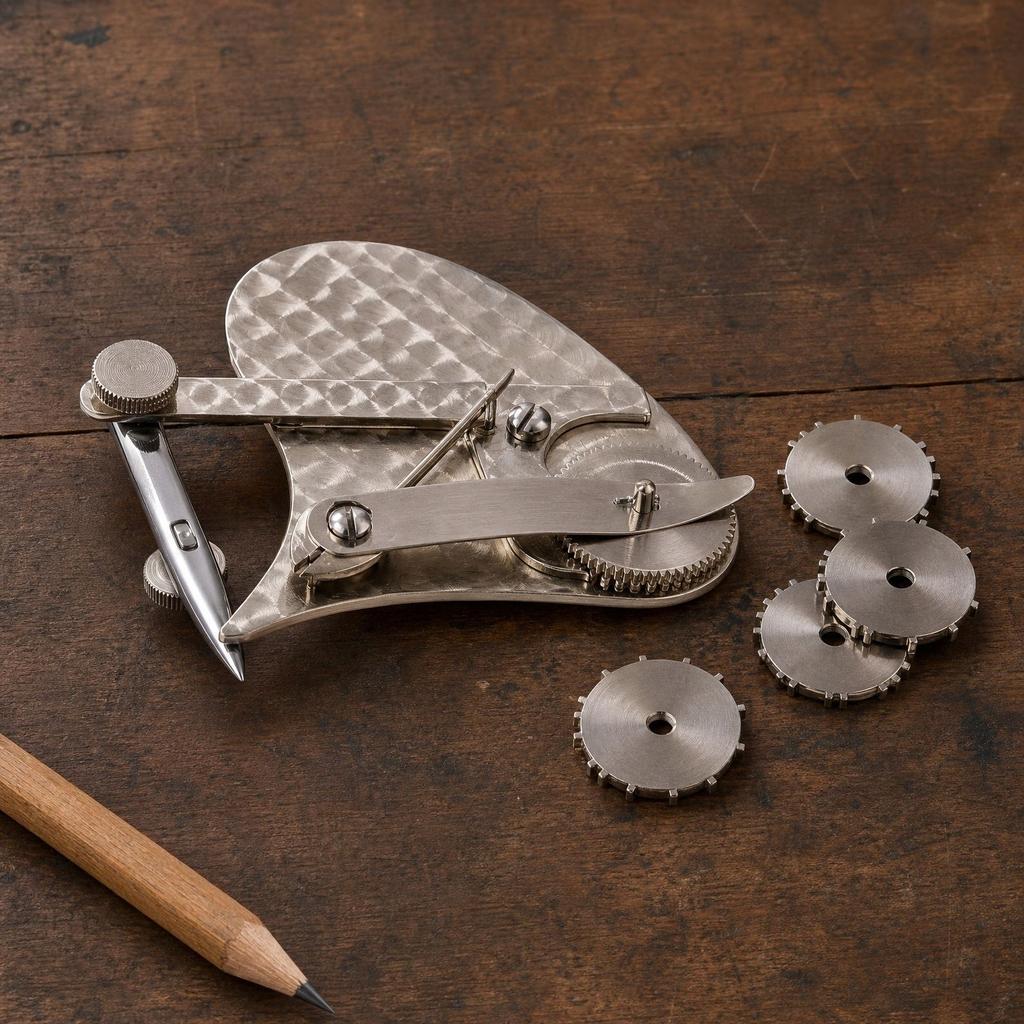 Mechanical Gear Linear Drawing Pen Tool with Adjustable Spoke Wheels for Precise Pattern Making and Technical Drafting Applications