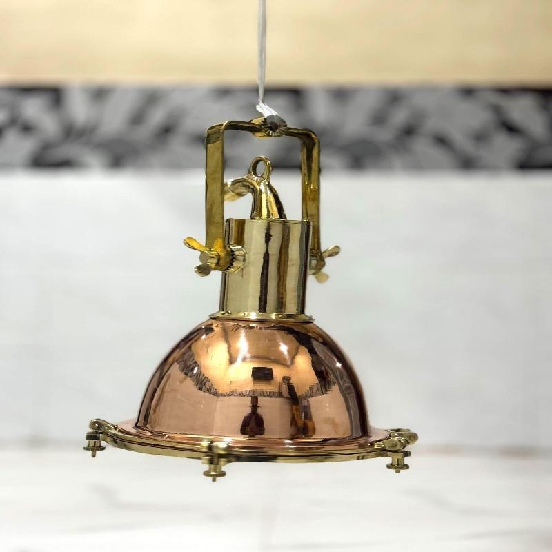 Luminária Pendente de Teto Marinha de Cobre e Latão | Lâmpada Pendente de Carga Náutica | Decoração Vintage para Casa