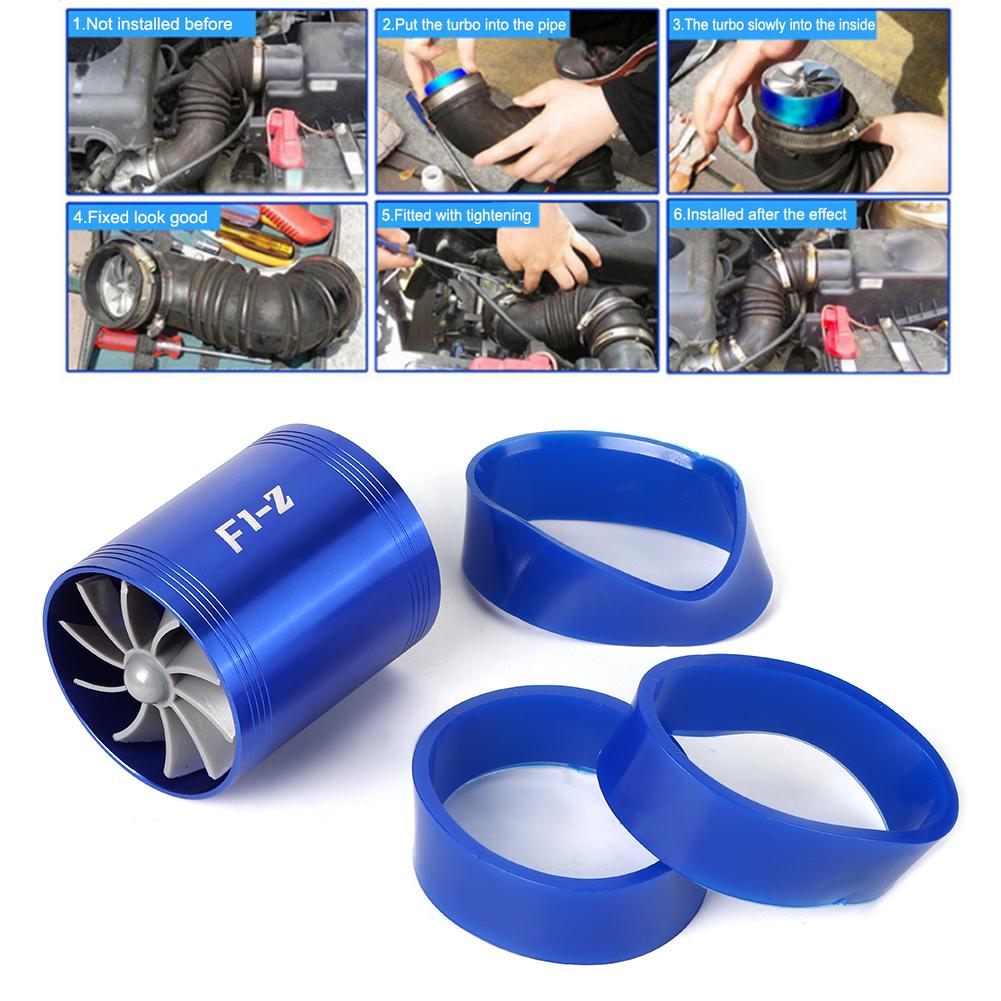 Presa d'Aria Turbo Sovralimentatore Doppia Ventola Risparmio Carburante F1‑Z Accessorio Modifica Auto