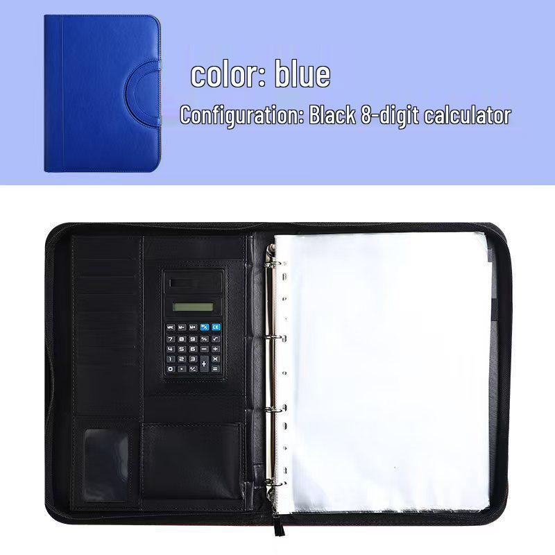 Multifunctional A4 Leather Zippered Business Folder