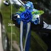 European Style Wedding Decor Ribbon Bow Simulation Rose Bow Floral Ornaments Reusable Universal Car Decoration