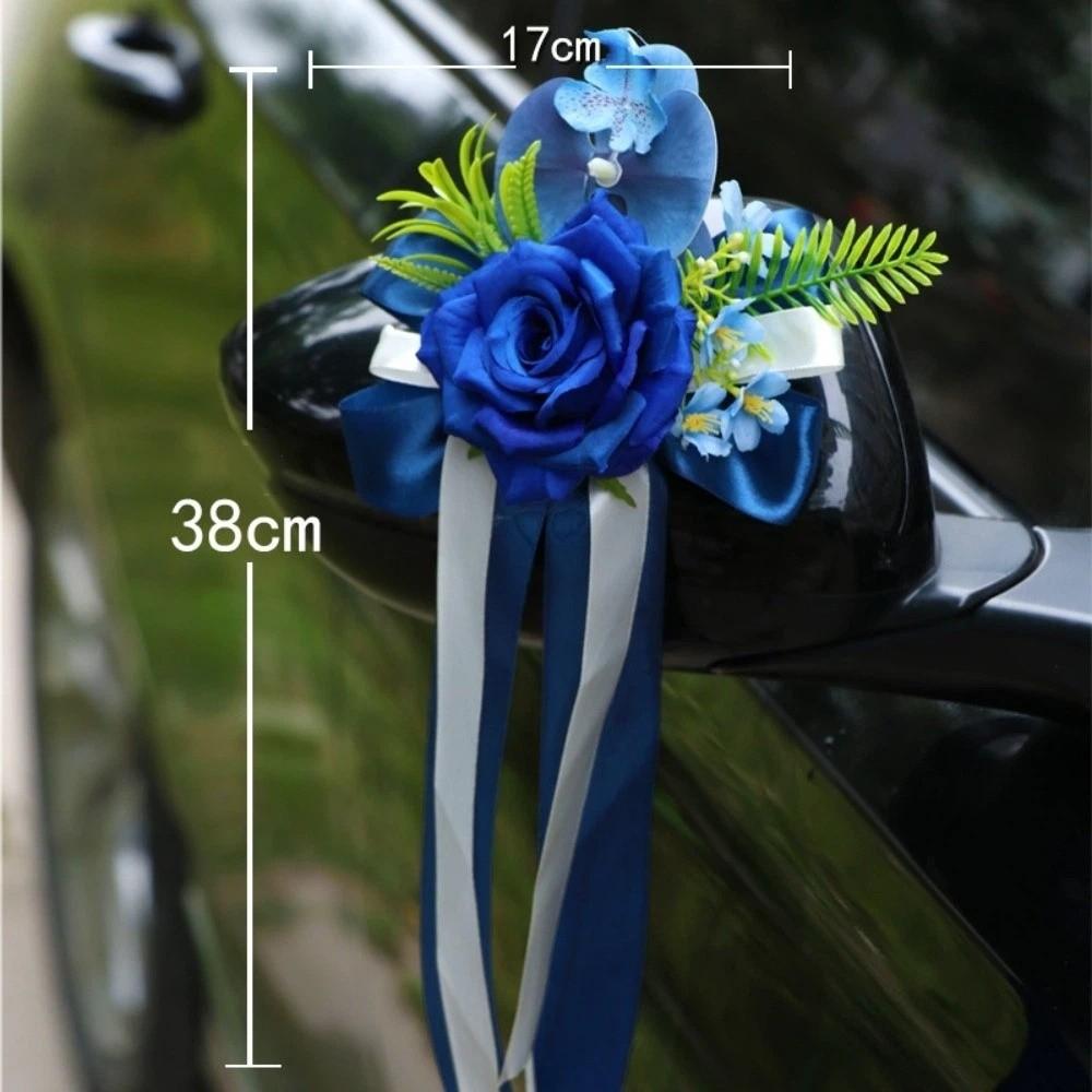 Simulation Rose Artificial Rose European Style Car Decoration  Rearview Mirror синий