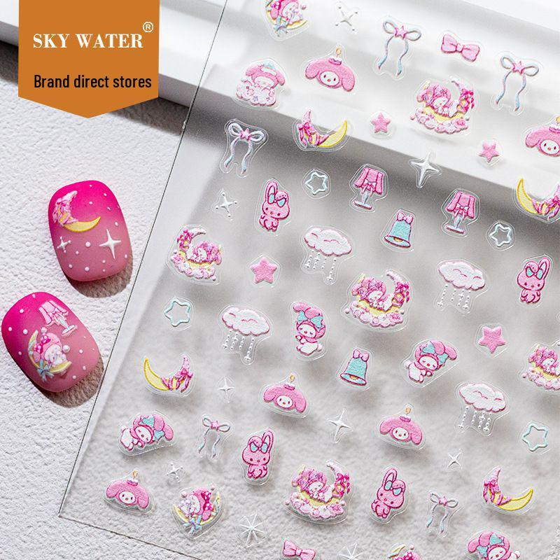 Sanrio Cute Cartoon 6D Embossed Nail Art Stickers - Good Dream Melody Collection 1 Sheet