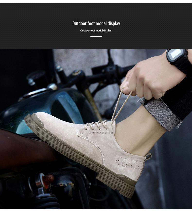 Men's European-Style Casual Round Toe Leather Shoes, Versatile Outdoor Low-Top Design