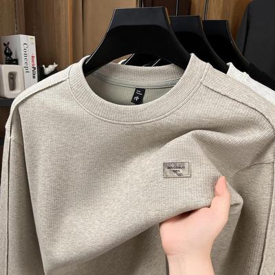 2025 Men's Casual Round Neck Long Sleeve T-shirt, Middle-aged Breathable Base Layer Hoodie, Old Money Style