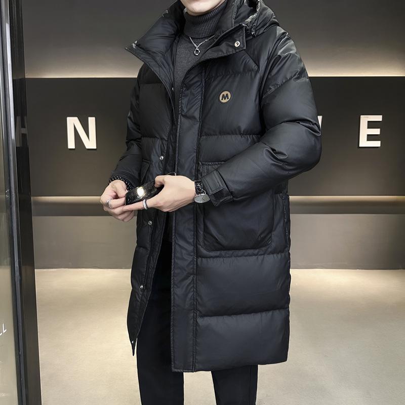 Trendy Brand 2026 Men's Mid-Length Hooded Down Jacket - 50% Down, Thickened, High Quality