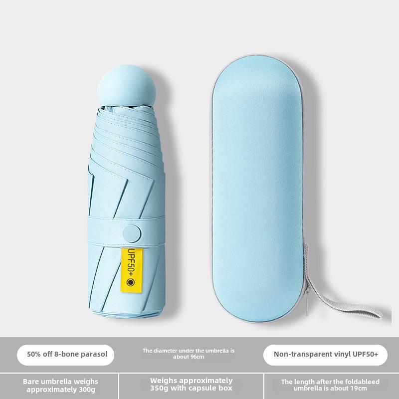 Compact Dual-Use Capsule Umbrella: Portable, Foldable, Lightweight, Sun & Rain Protection