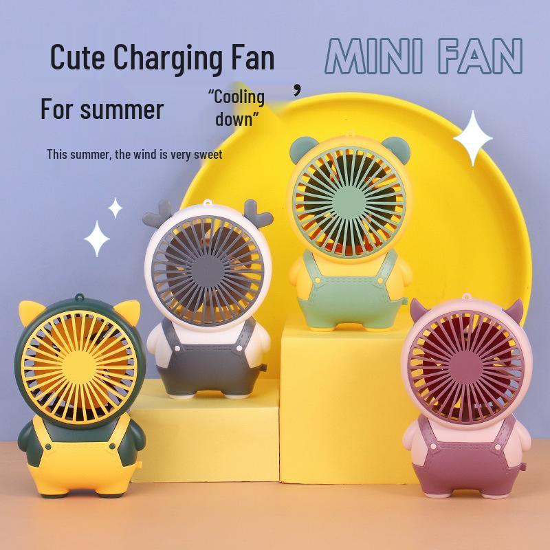Portable Rechargeable Mini Fan with Three Speeds - Cartoon Design for Kids