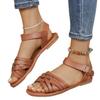Flat Sandals Women's Summer Simple Cross Strap Comfortable Flat Fashion Versatile Roman Beach Shoes