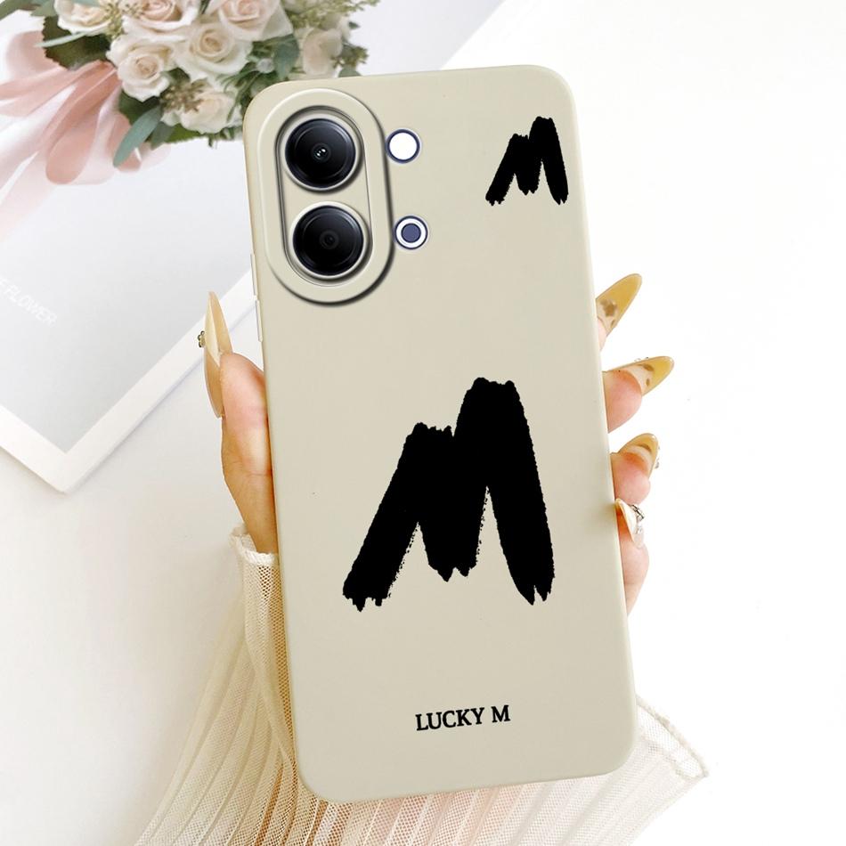 For Vivo Y05 Y11d Lucky Initial Letter Phone Case For Vivo Y11D Y05 4G Soft Silicone Shockproof Cases Bumpers
