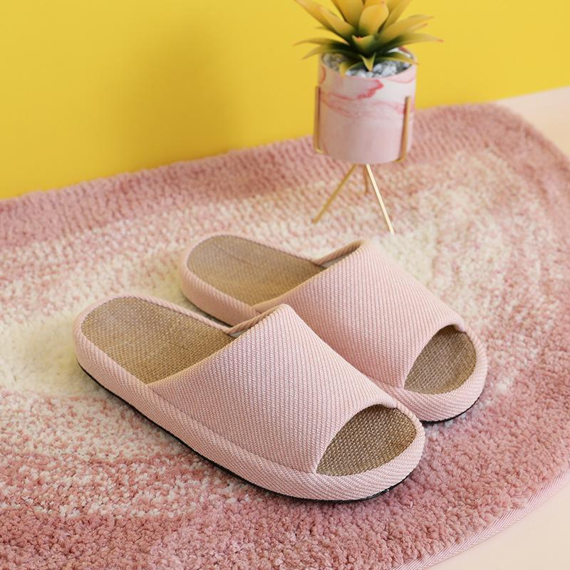 Japanese-style Linen Slippers Thick-bottomed Four-season Women's Silent Non-slip Sweat-absorbing Cotton and Linen Breathable Home Slippers